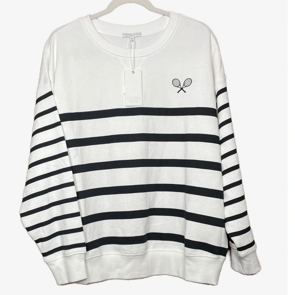 Z Supply Palisades Striped oversized sweatshirt S M NWT - Picture 3 of 7